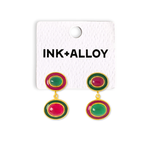 Betty Semi-Precious Mixed Stone And Enamel Drop Earrings Magenta + Green Wholesale