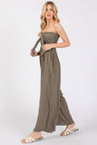 Front Tie Tank Top Wide Leg Jumpsuit - VNJU60417