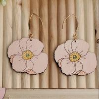 Pink Poppy Wood Earrings