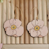 Pink Poppy Wood Earrings