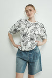MAT3185 FLOWER EMBROIDERED T SHIRTS