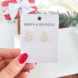 Snowman Studs - White Shimmer // Christmas, Holiday, Jewelry, Earrings