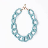 Jenna Chain Link Beaded Necklace Light Blue Wholesale