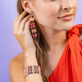 Billie Mixed Horizontal Stripes Beaded Fringe Earrings Jaipur Wholesale
