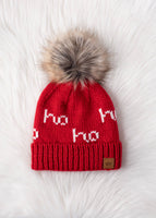 Red & White Ho Ho Ho Pom Hat