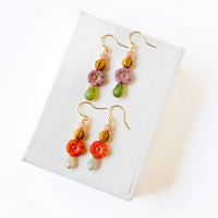 Beaded Flower Earrings, Botanical Earrings, Fall Winter 24