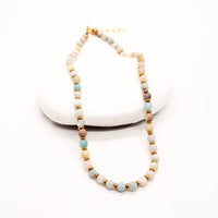 Simple Beaded 6mm Stone Necklace: Amethyst
