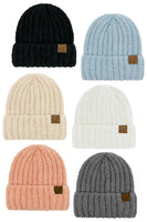 C.C Solid Color Fuzzy Beanie: Black