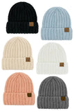 C.C Solid Color Fuzzy Beanie: Black