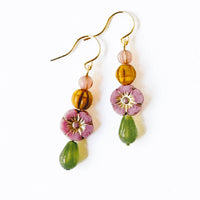 Beaded Flower Earrings, Botanical Earrings, Fall Winter 24