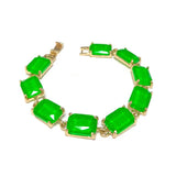 Emerald Cut Glass Crystal Linked Statement Bracelet