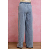 SIDE BUTTONS PULL ON WIDE LEG DENIM JEANS PANTS