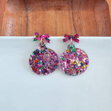 Christmas Ornament Earrings - Light Pink Sparkle // Holiday