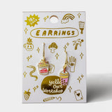Ramen Noodles & Boba Tea Earrings - Gold Junk Food Statement