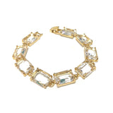 Emerald Cut Glass Crystal Linked Statement Bracelet