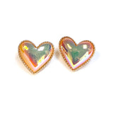 Iridescent Puffy Love Heart Stud earrings