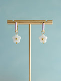 Flower Enamel Huggie Hoop Earrings: Black