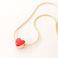 Red Heart Charm Gold Filled Necklace