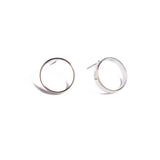 Chai Circle Stud Earrings | White Gold Plating
