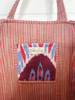 Cotton Quilted Block Print Tote Bag - Plum Ikat Tie Dye