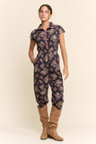 PRINTED SCUBA ZIPPER FRONT JUMPSUIT