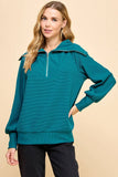 CT9019-Front Zipper Oversized Collar Pullover