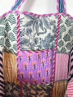 Cotton Quilted Block Print Large Tote Bag - Patchwork