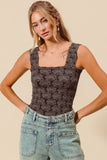 FLORAL JACQUARD SEAMLESS TANK TOP