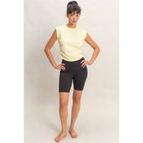 Ruched Waist Sleeveless Cotton Top