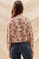 Floral Print Button Front Sweater Cardigan Top