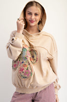 Flower Patch Washed Terry Pullover Hoodie