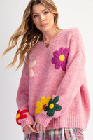 Daisy Pattern Knit Sweater Pullover
