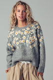 Embossed Floral Knit Sweater