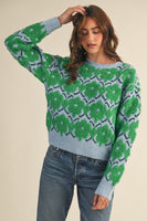 Fuzzy Texture Floral Sweater- 2 Colors