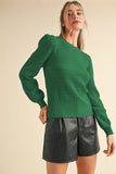 Puff Sleeve Scalloped Pointelle Sweater- 2 Colors