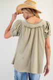 Ruffled Mineral Washed Top-Two Color Variants Available