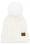 C.c Pearl Embellishments Pom Beanie (3 Variants)