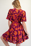 Floral Print Printed Rayon Gauze Skater Dress- Two Color Variants Available