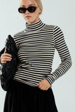 Classic Striped Long Sleeve Turtleneck Top