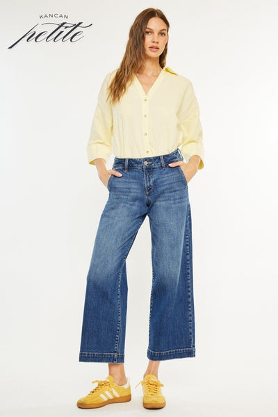 Petite Open Pack Mid Rise Trouser Wide Leg Jeans