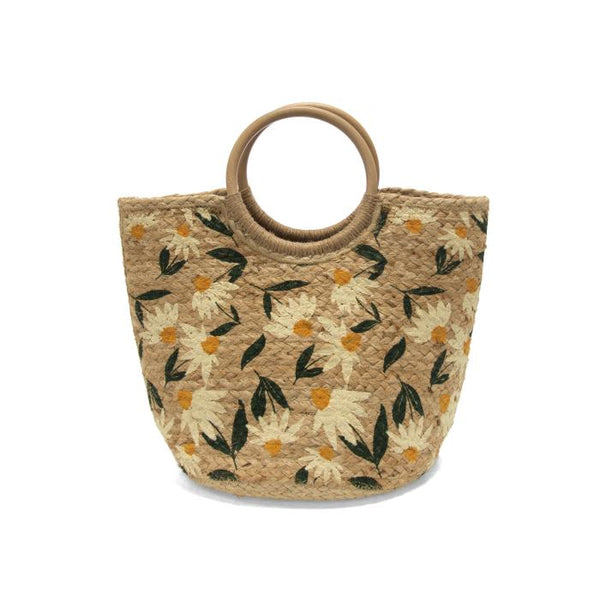 Alani Jute Circle Wood Handle Tote