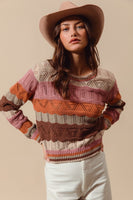 Multi Color Wavy Stripe Sweater Top