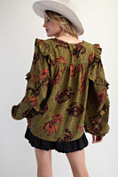 Animal Printed Wool Peach Blouse