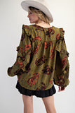 Animal Printed Wool Peach Blouse