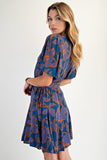 Floral Print Printed Rayon Gauze Skater Dress- Two Color Variants Available