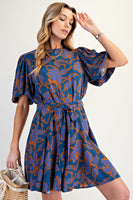 Floral Print Printed Rayon Gauze Skater Dress- Two Color Variants Available