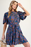 Floral Print Printed Rayon Gauze Skater Dress- Two Color Variants Available