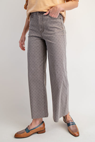 Pokadots Printed Washed Twill Stretch Pants