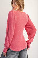 Washed Thermal Henley Top- Two Color Variants Available