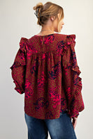 Animal Printed Wool Peach Blouse